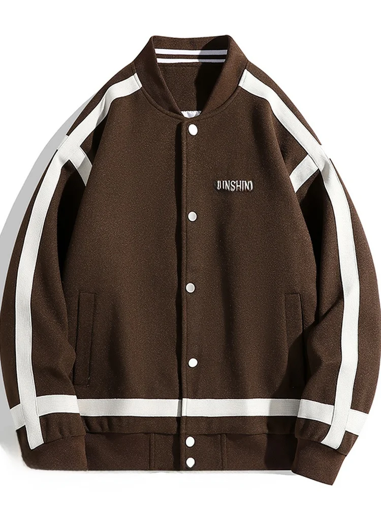 

Новинка 2025, мужское повседневное бейсбольное пальто с воротником-стойкой, студенческое пальто для пары, весенне-осеннее модное пальто больших размеров