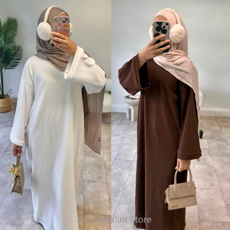 Corduroy Abaya Dubai Luxury Arab Muslim Women's Clothing Eid Ramadan Kebaya Kaftan Turkey Islamic Plus Size Robe Clothing