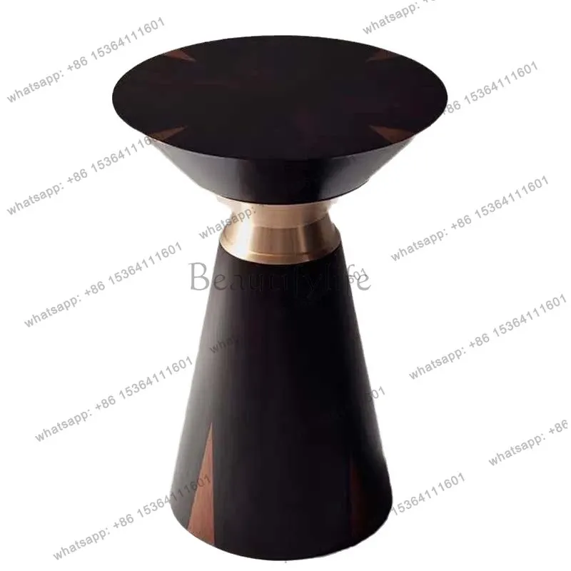 Wooden light luxury creative postmodern small round table simple walnut coffee table