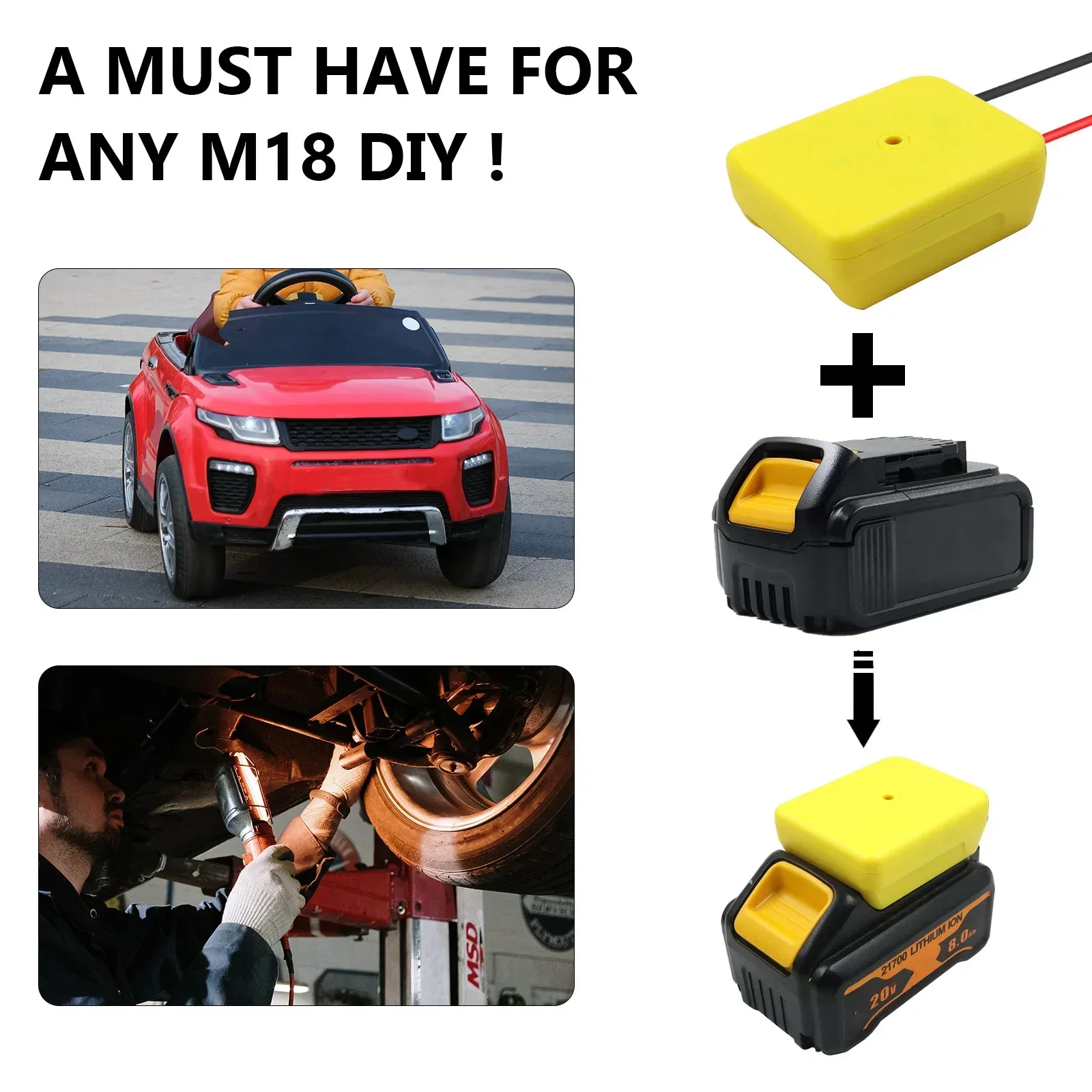 DIY Connector 30A ฟิวส์แหล่งจ่ายไฟภายนอกอะแดปเตอร์การเชื่อมต่อแหล่งจ่ายไฟภายนอกสําหรับ DeWalt 14.4 V-18 V Li-Ion แบตเตอรี่