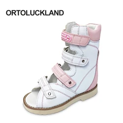 Ortolucland Toddler Girls sandali estate bambini bianco ortopedico Clubfoot scarpe neonati eleganti nuovi appartamenti neri Size22 39