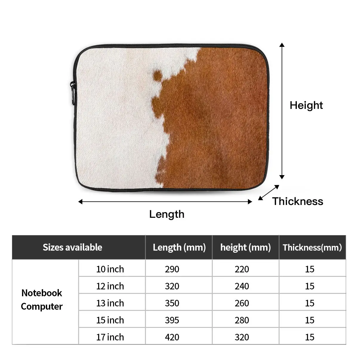 Stylish Cow Fur Cowhide Texture Cow Skin Print Patter Notebook Laptop Bag For Macbook Air Pro Tablet Shockproof Case Bag