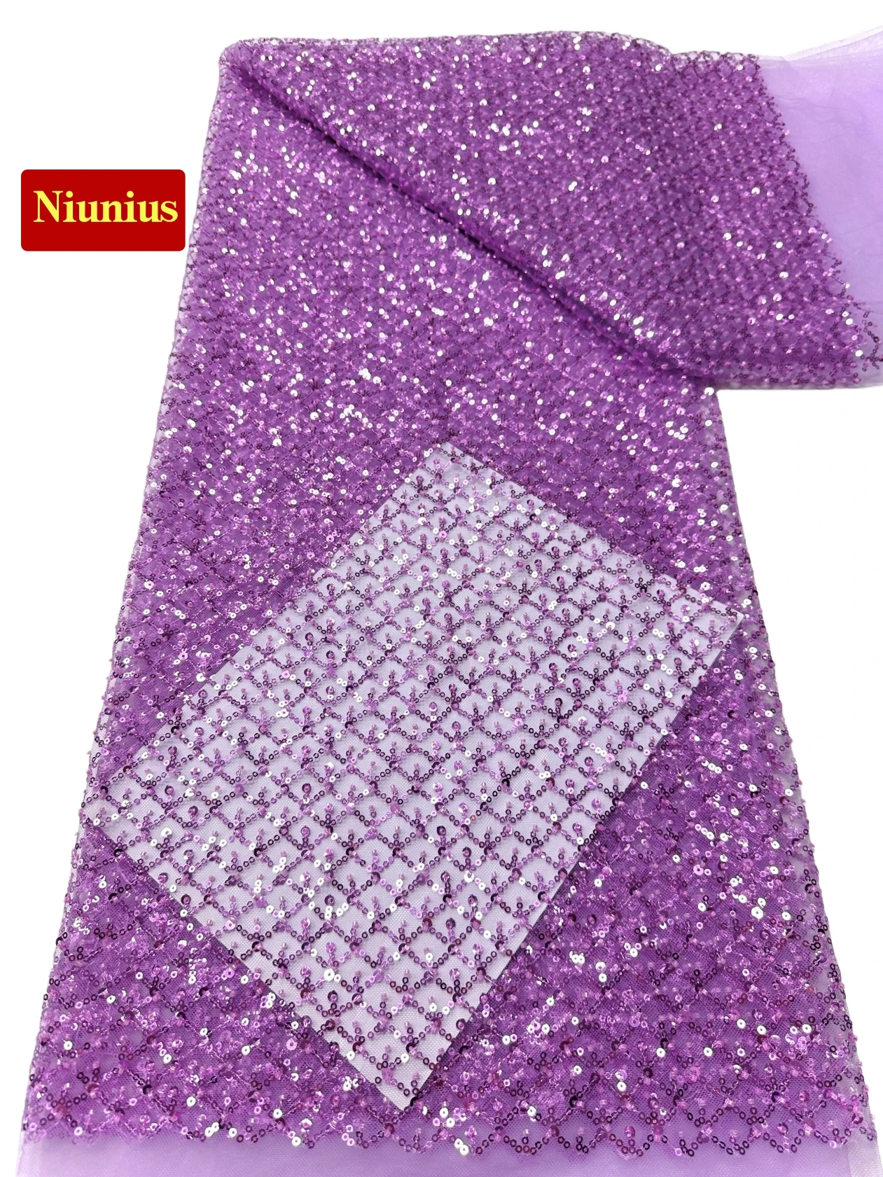 

2026 Latest High Quality Elegant Embroidery Tulle Sequin Lace With Stones Fabric for Party Evening Dress NN9215_R