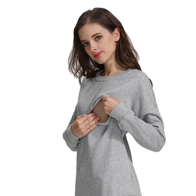 Winter Maternity Nursing Sweatshirt Plus Size Cotton Loose Fashion Maternity Clothes