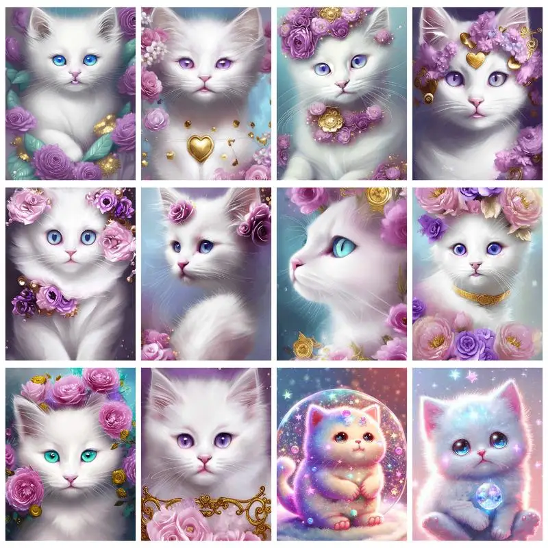 

RUOPOTY 5d Diy Diamond Painting Cat Embroidery Animal Full Round/Square Mosaic Handwork For Home Decor