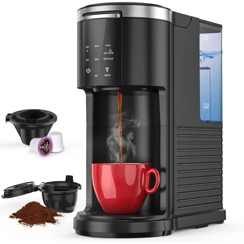 

Single-cup Coffee Machine for Capsules and Ground Coffee with Water Tank