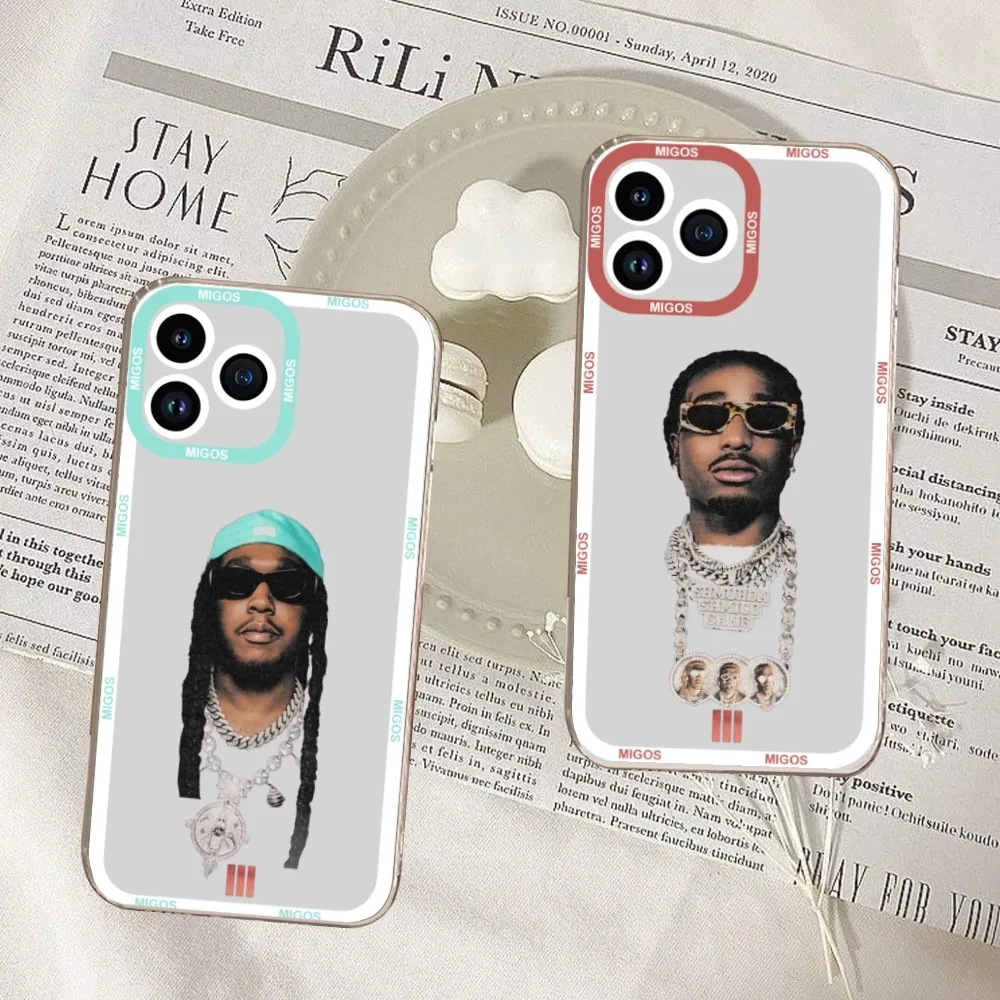 Pop Band Singer Migos Phone Case For iPhone 11 12 Mini 13 14 15 Pro Max Transparent Shell