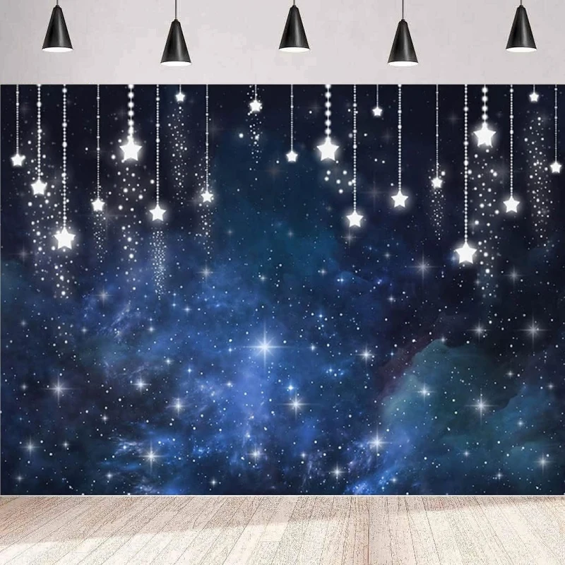 Starry Night Sky Photography Backdrop Under The Stars Prom Universe Space Birthday Party Background Wall Shining Twinkle Stars