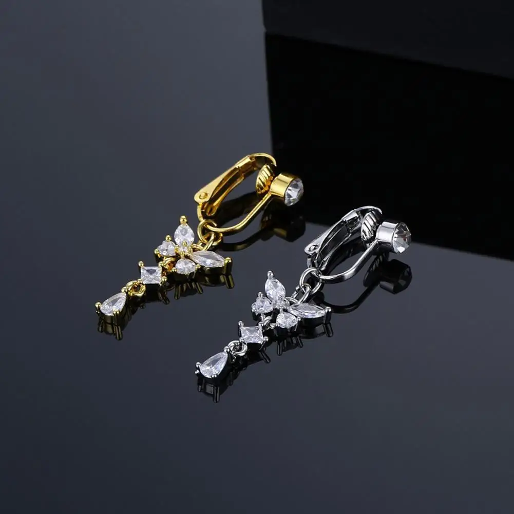 1 قطع فو وهمية البطن فراشة بلورات طويلة استرخى البطن زر خواتم النحاس الزركون الوردي الجسم الاسلوب المناسب مجوهرات العصرية هدية #4