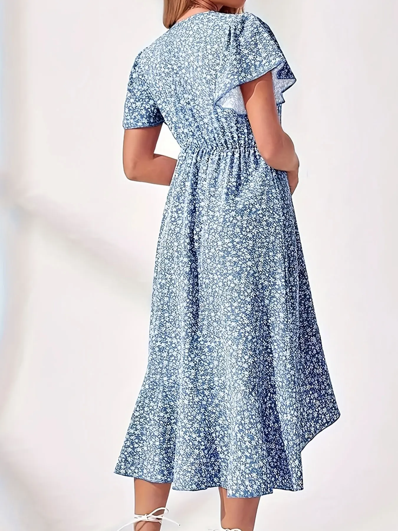 Blauwe oversized geweven damesjurk casual bohemien maxi zomer a-lijn lange volledige lengte kleding blauw