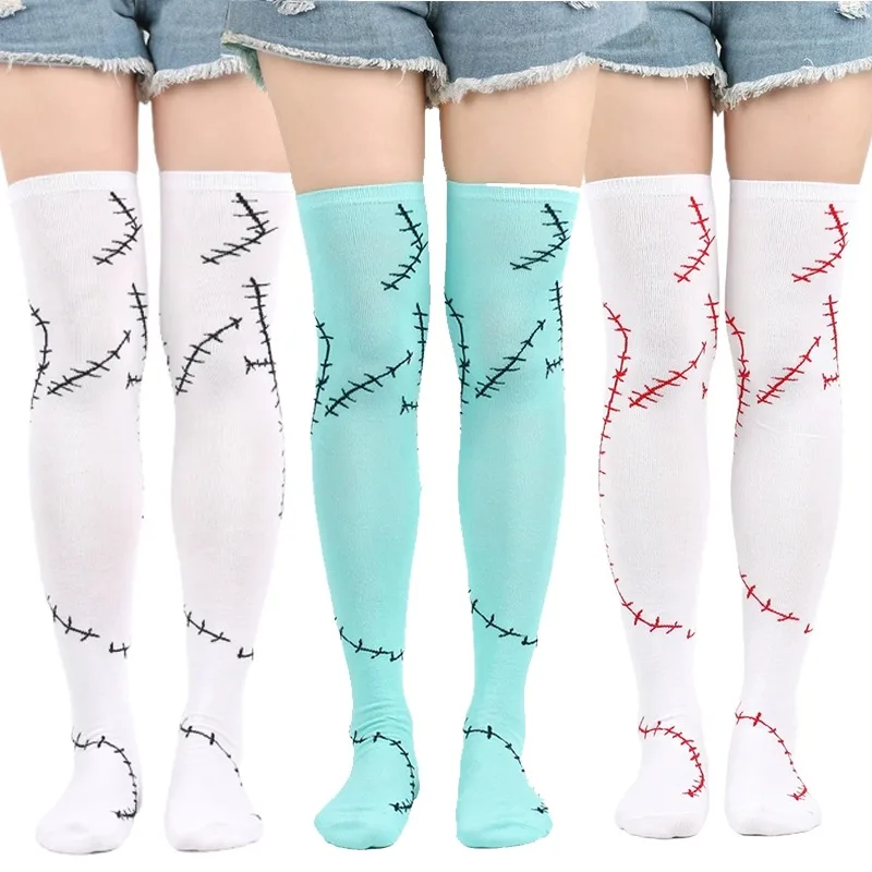 Dark Horror Stitch Stockings Cosplay Gothic Arm Sleeves Long Socks Compression Socks Harajuku Style Women Legwear
