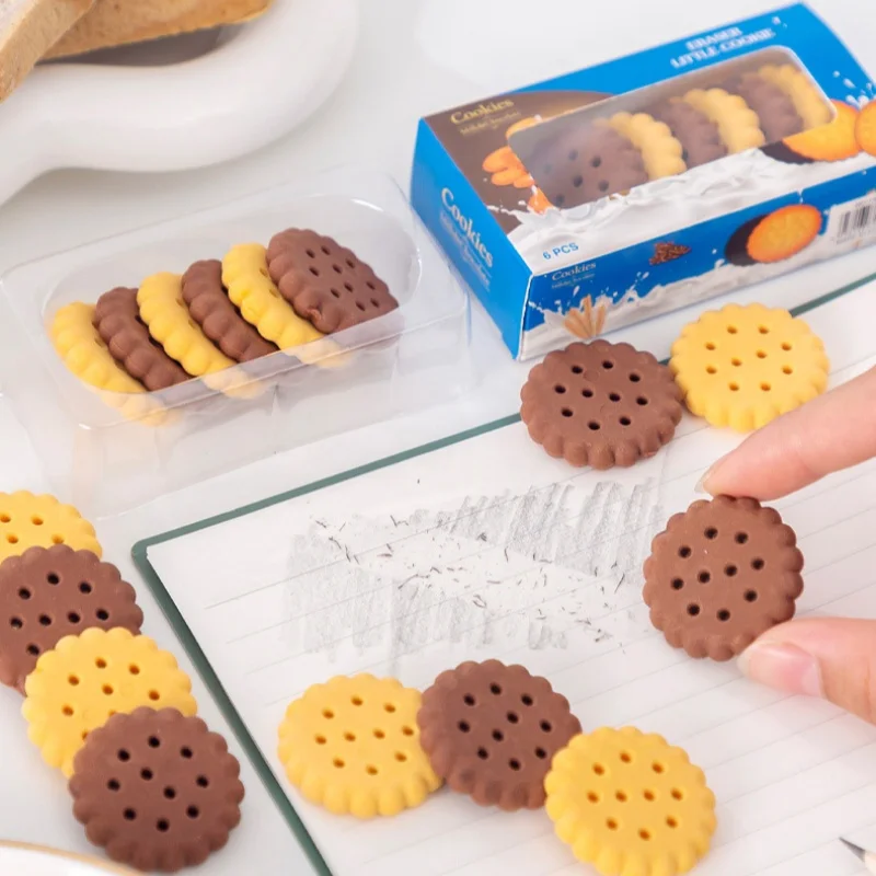 A Box of Creative Cookie-shaped Erasers for Students, Christmas Gifts, Prizes, Learning Stationery, Cute Erasers, Kawaii Erasers