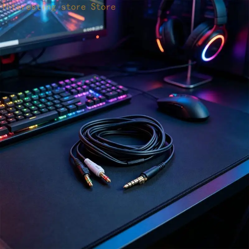 PC-Kopfhörerkabel mit getrenntem für ATH-GDL3, vergoldete Kontakte, 4,4 mm auf zwei 3,5 mm-Enden für Ton und Sprache, 9,8 – Detail 5