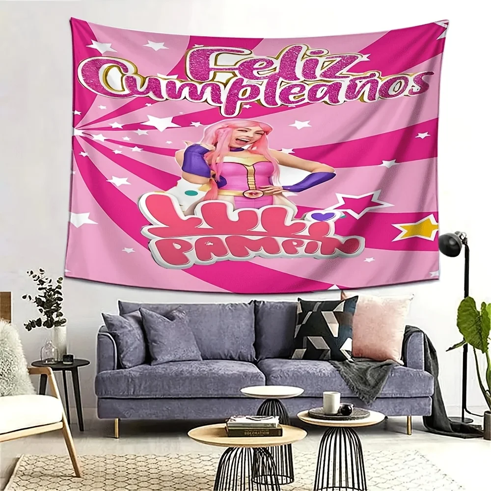 VIKAMA Tapiz de Cumpleaños Rosa, Tema de Fiesta de Chicas Atractivas Luli Pampín, Tela de Fondo para Decoración de Salón de Banquetes de Cumpleaños