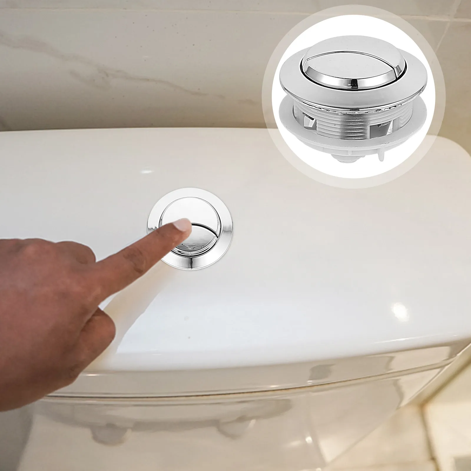 4Pcs Toilet Button Switch Replacement for Tank Lid Hole Compatible Universal Water Toilet Tank Buttons Smooth Bright