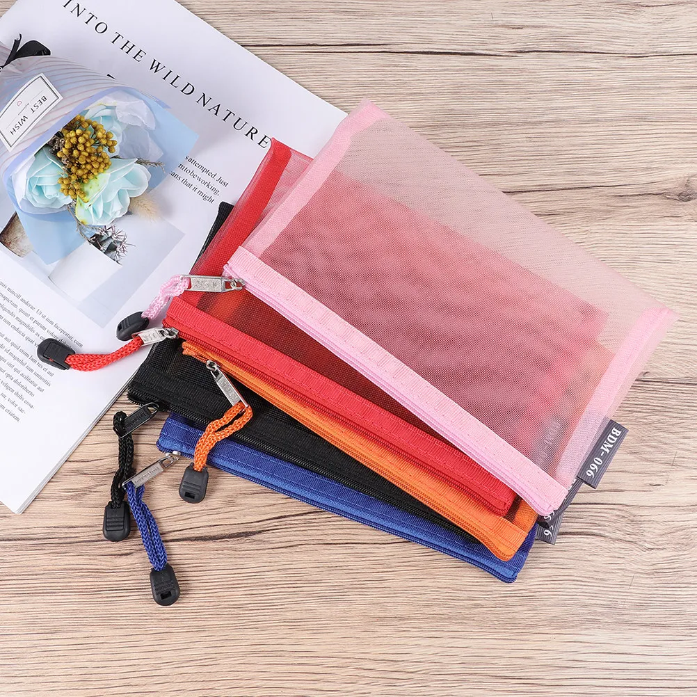 

Набор из 6 прочных нейлоновых сетчатых сумок на молнии: пенал для детей, органайзер для канцелярии, дорожная сумка для туалетных принадлежностей, монет и ключей