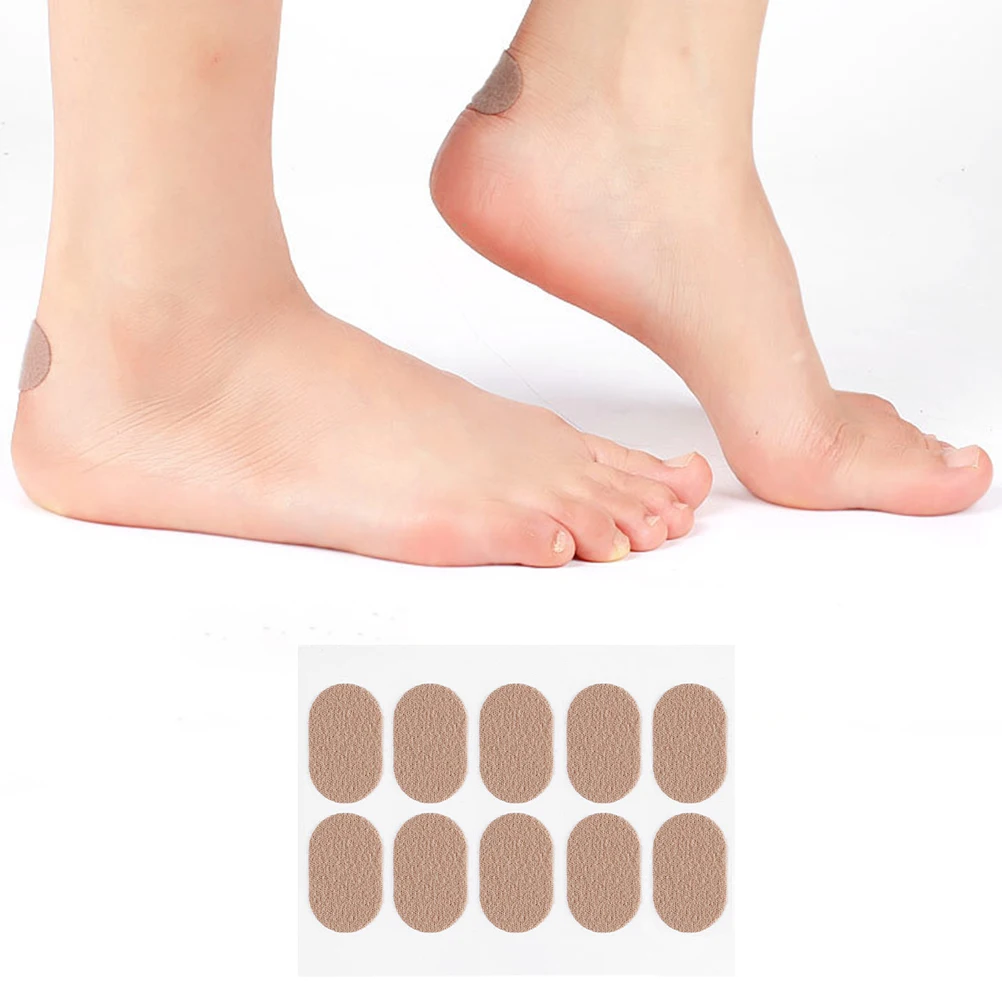 

10 Sheets Anti-wear Foot Stickers Rear Heel Oval Wear-resistant Flannel Tapes Breathable Invisible Heel Patches Corn Protectors