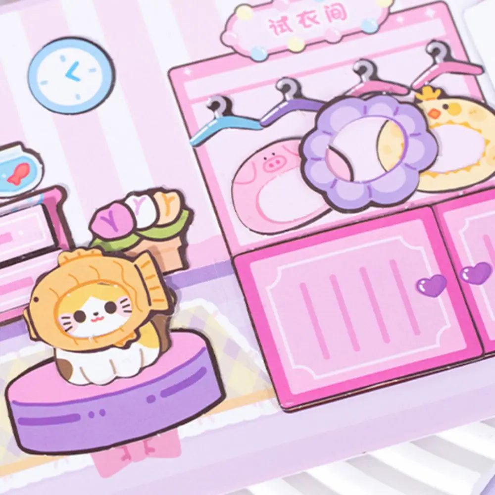 Jogo de treinamento montessori magnético silencioso livro artesanal papel gato adesivo livro 3d mão livro diy crianças ocupado livro brinquedo crianças