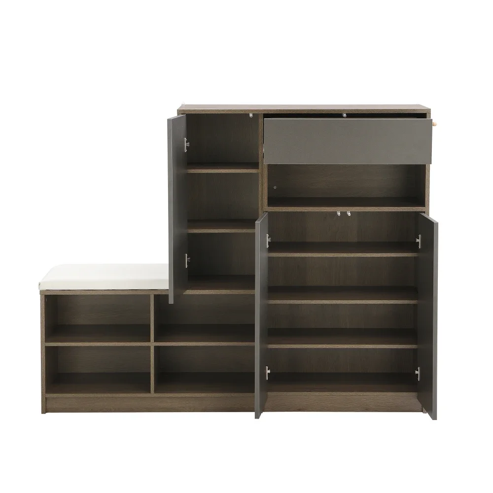 Schuhaufbewahrungsbank, Schuhschrank, Schuhregal mit gepolstertem Sitz, vielseitige Schuhaufbewahrungslösung mit Racks für den Flur – Detail 12