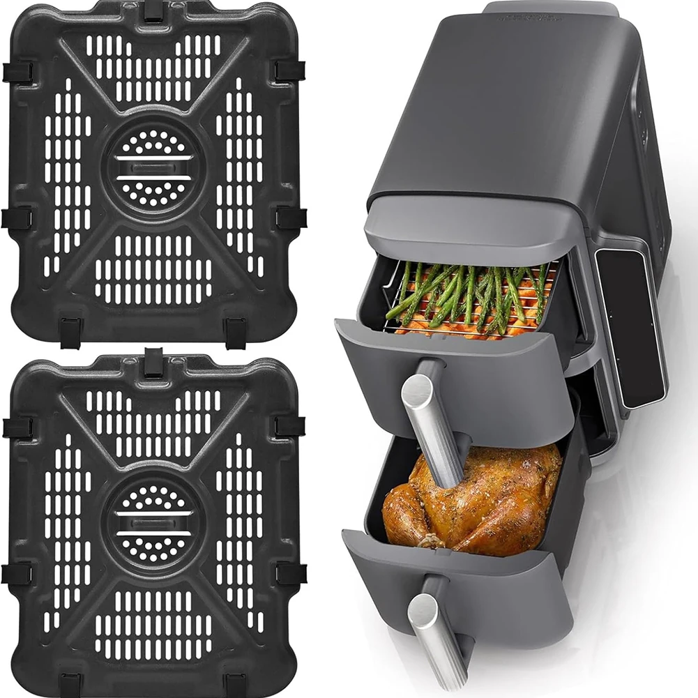Even Heating Air Fryer Grill Pan Compatible With Air Fryer Airfryer 14 Rubber Bumpers Two Grill Plates Included