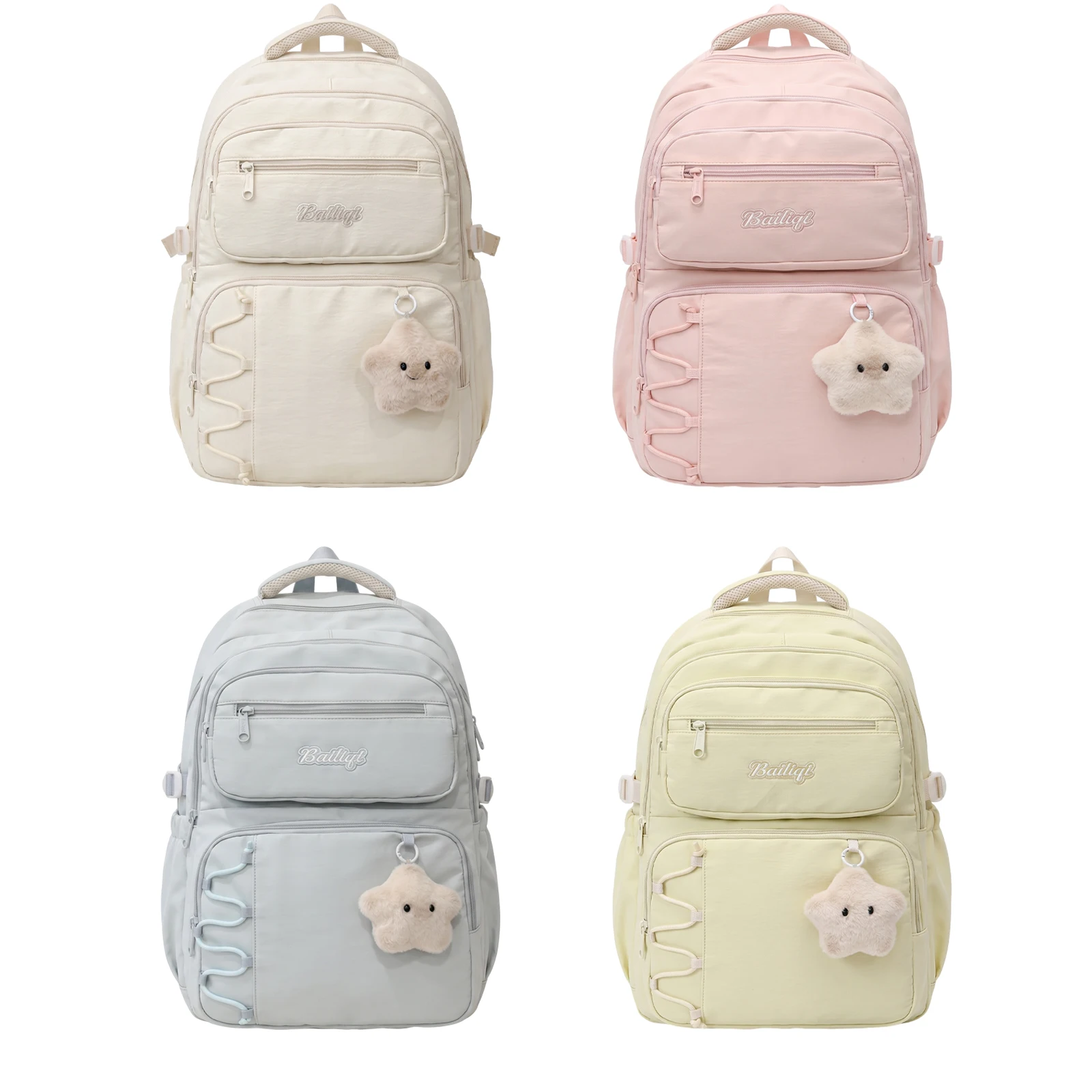 Women Backpack Lightweight Korean Style Nylon Multi-Pocket Travel Daypack Cute