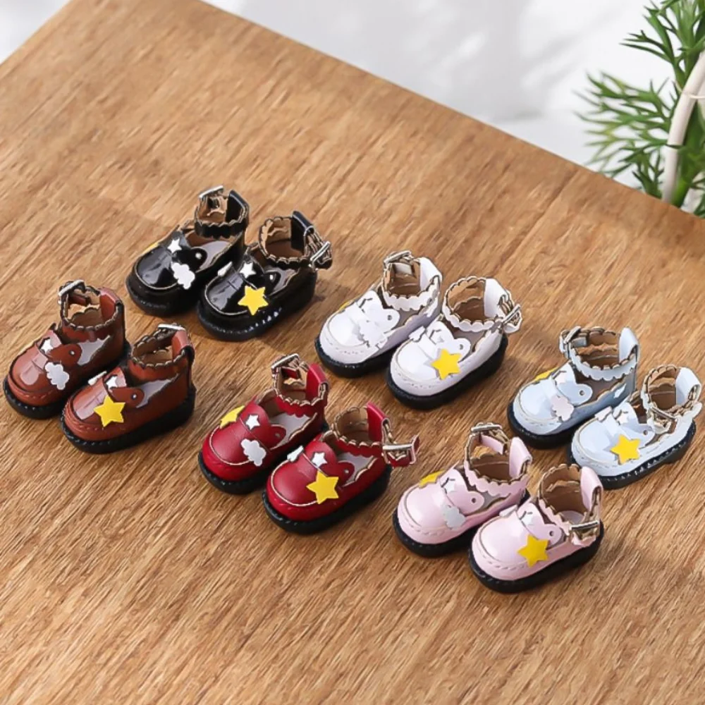 1 par de couro pu ob11 uniforme sapatos leves diy dod yjohoxing sapatos mini 1:12 mini botas de couro argila