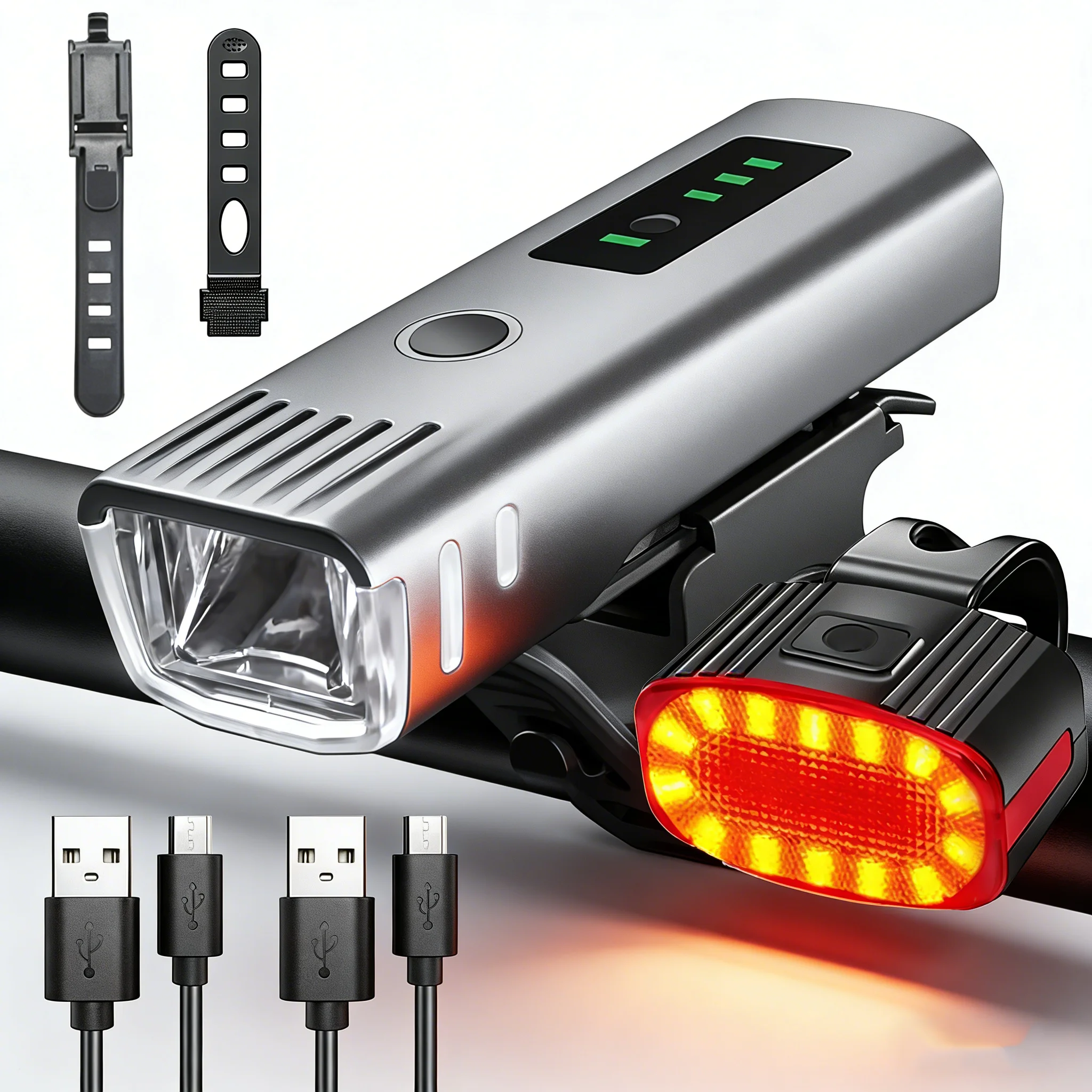 USB oplaadbare fietsverlichting Fietsveiligheidswaarschuwingslamp Buiten waterdichte fietszaklamp voor mountainbikes en racefietsen