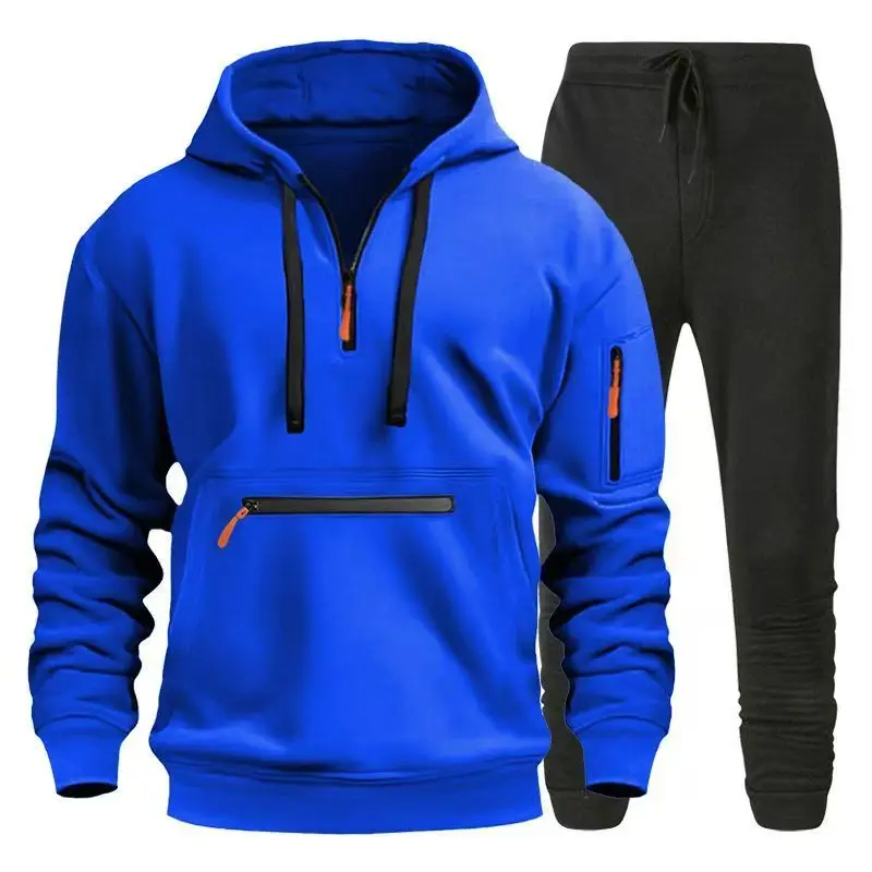 

2025 Autumn/Winter New Men Fashion Sports and Leisure Set with Multi Zipper Pocket Hoodie and Casual Pants Two Piece Set