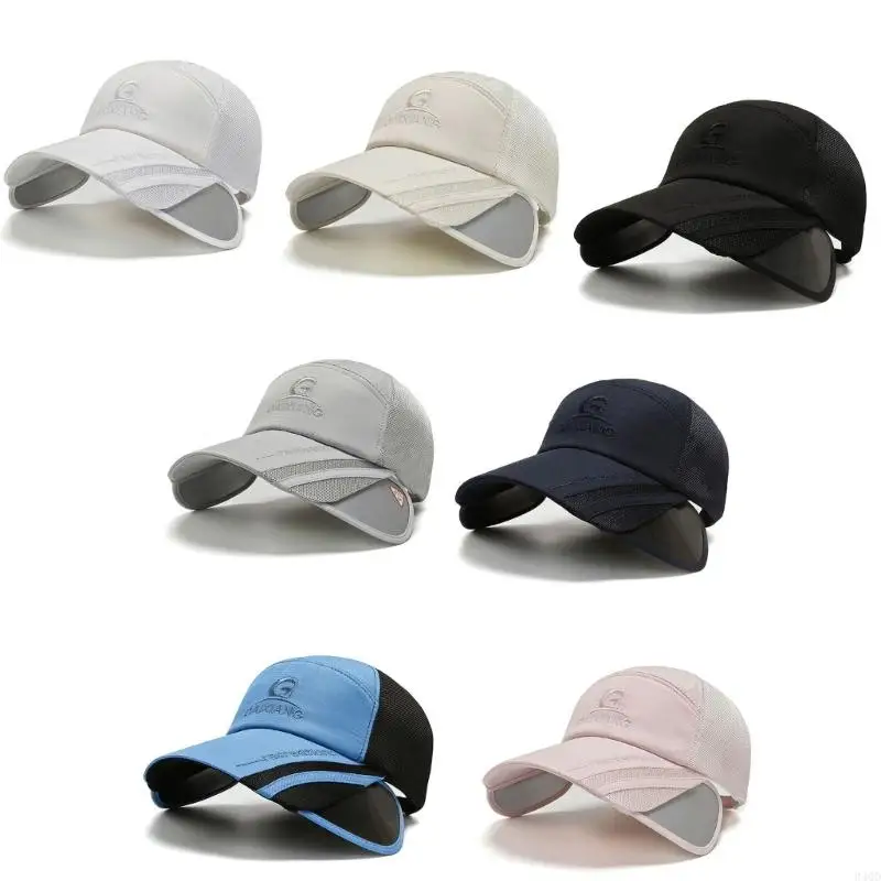 

340D Adult Baseball Spring for Sun for Protection Girl Hat Retractable Brim Hip