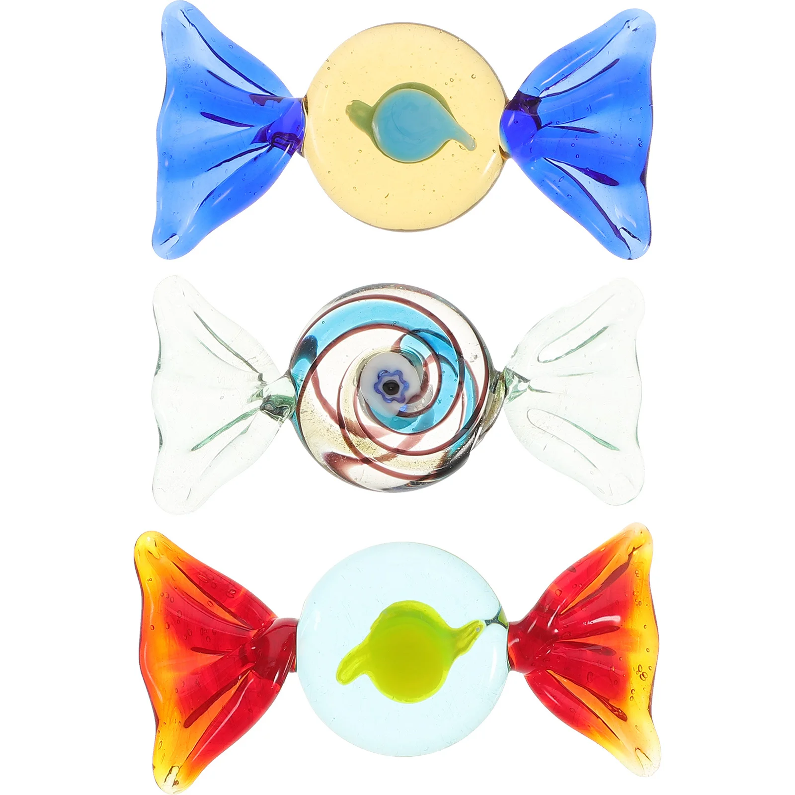 

3Pcs Handmade Glass Candy Decorations Colorful Style for Home Table Shelf Wedding Christmas Display