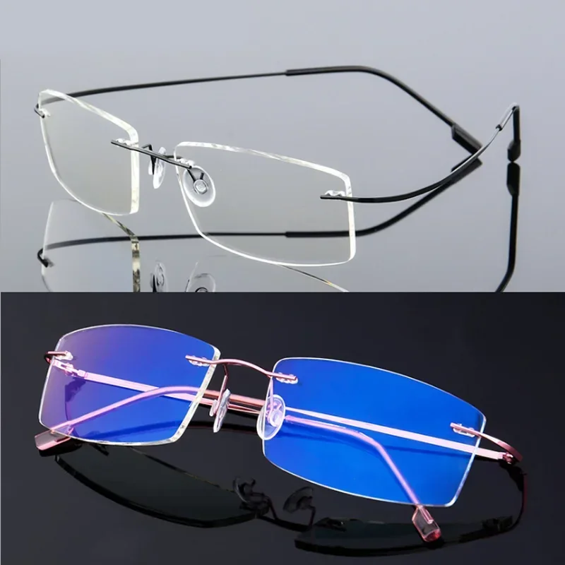 

Square Green Coating Frameless Myopia Glasses Anti Blue Light Prescription Computer Eyeglasses 0 -0.5 -1.5 -2 -2.5 -3 -4 -5 -6