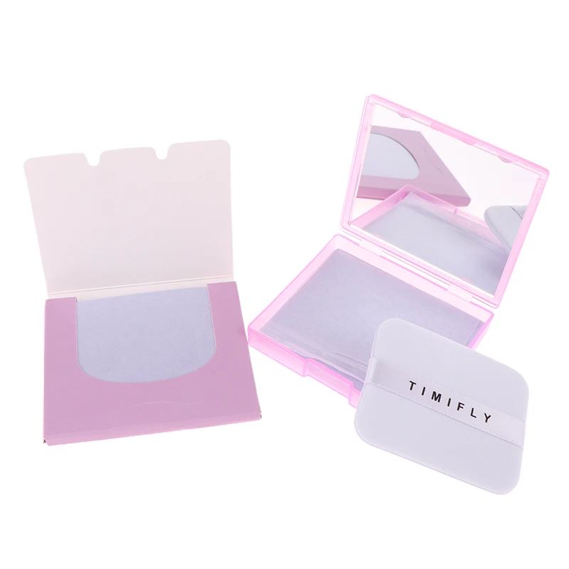 Oil Blotting Sheets With Makeup Puff 100pcs Matting Face Wipes Oil Control Paper Oil-absorbing Cleaning Makeup Tools Skin Care