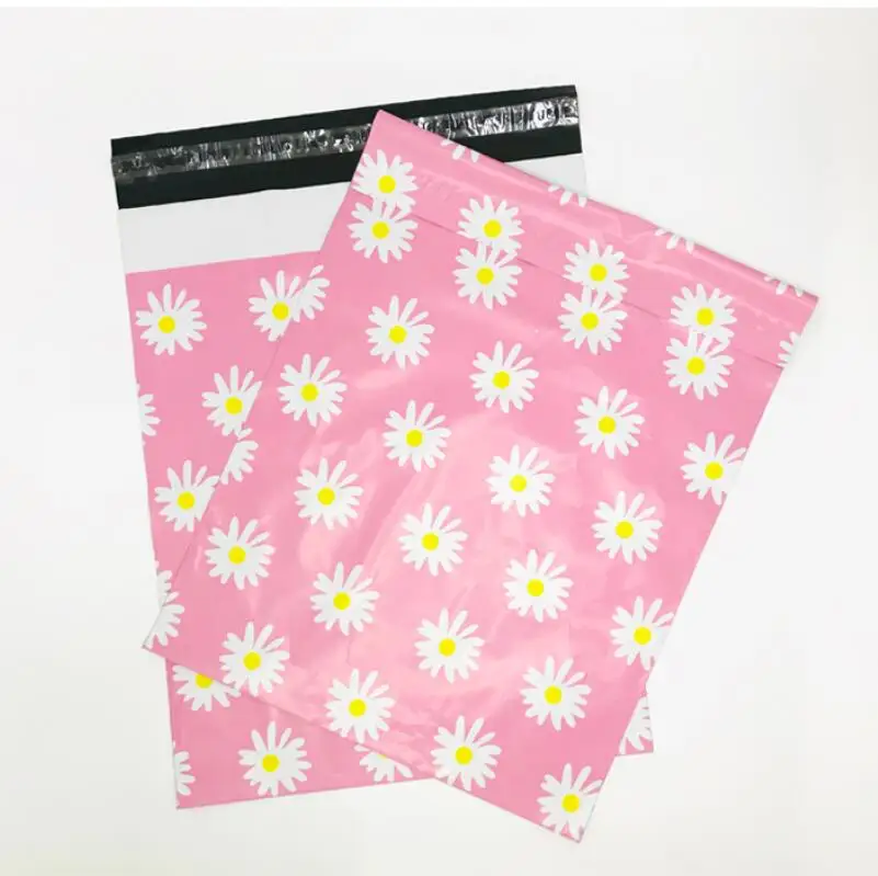 50PCS Daisy Print Courier Bag Mailer Self Adhesive Shipping Envelopes Mailing Postal Bags Gift Packaging Bags