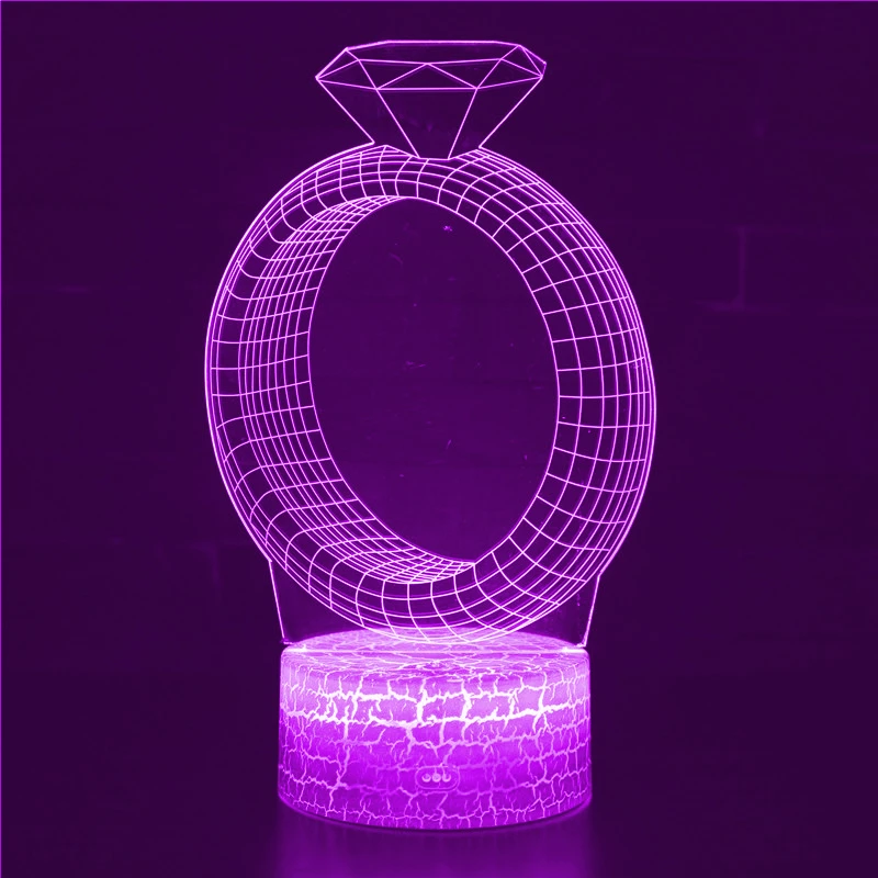 

Nighdn Acrylic Rings 3D LED Night Light Touch 7 Color USB Table Desk Lamp Home Decor Bedside Lamp Creative Gift for Girls Women