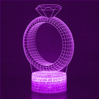 Nighdn Acrylic Rings 3D LED Night Light Touch 7 Color USB Table Desk Lamp Home Decor Bedside Lamp Creative Gift for Girls Women