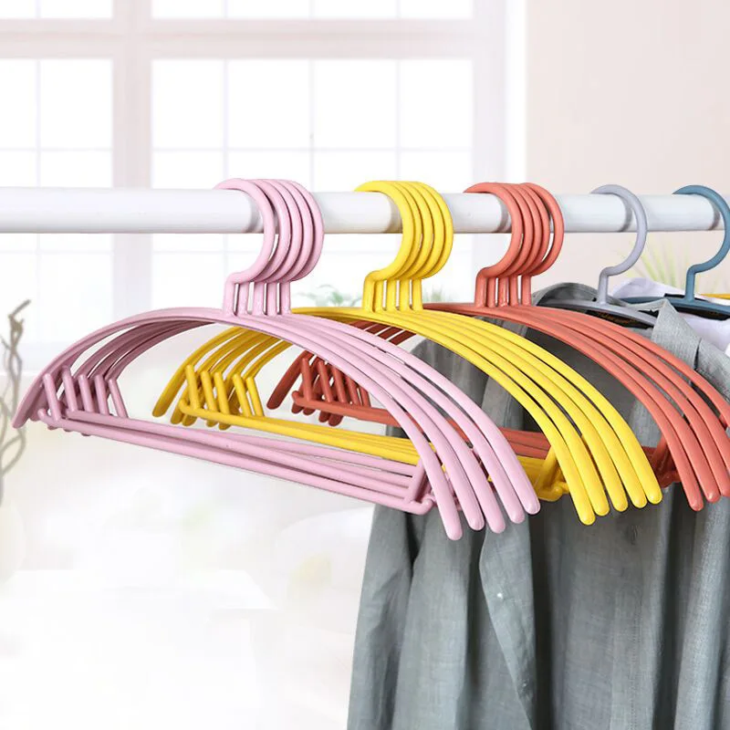 10pcs Semicircular Wide Shoulder Clothes Hanger Household Non-slip Clothes Drying Rack Adult Thick Plastic Clothes Support