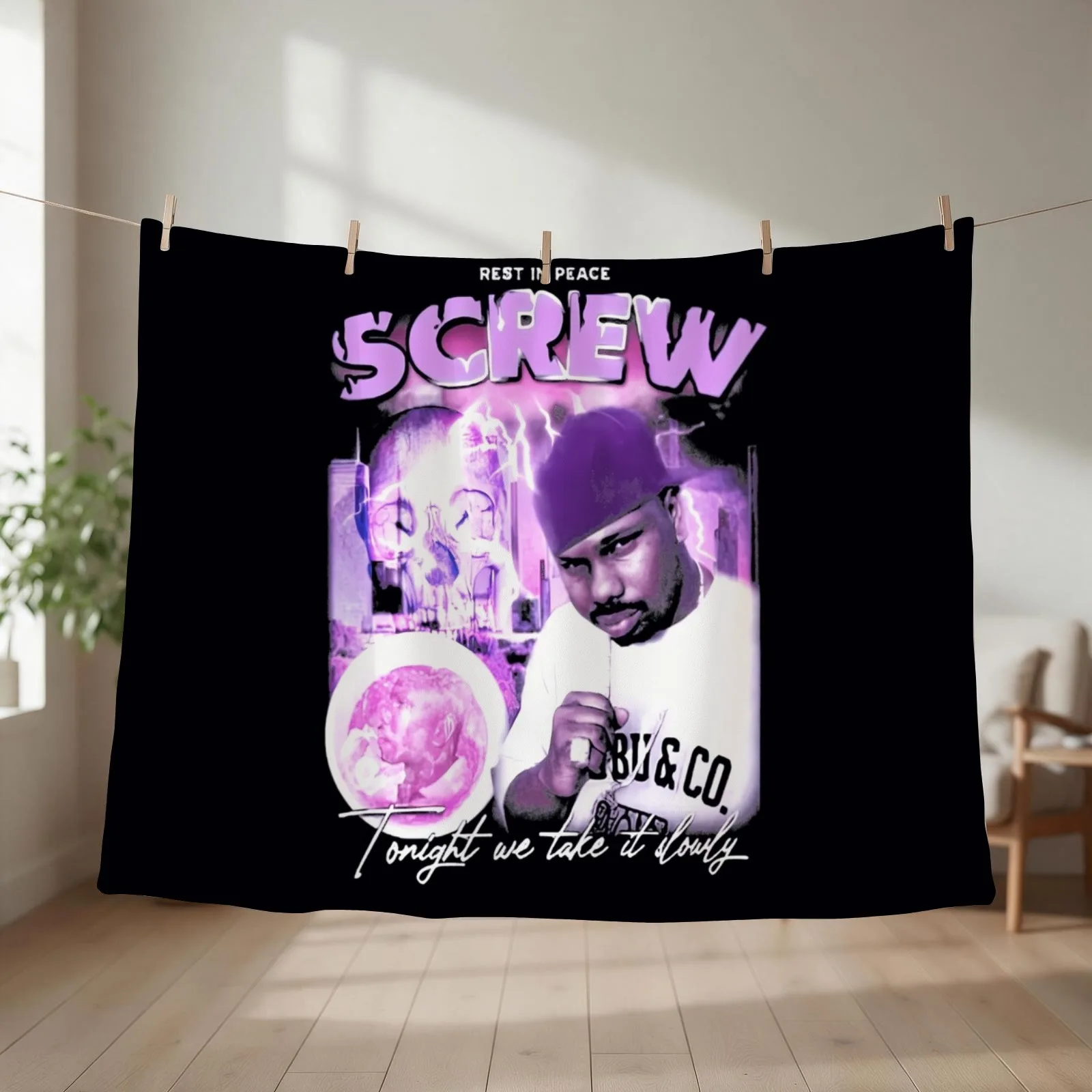 DJ Screw \t Throw Blanket couch cozy soft plush fuzzy picnic outdoor blanket
