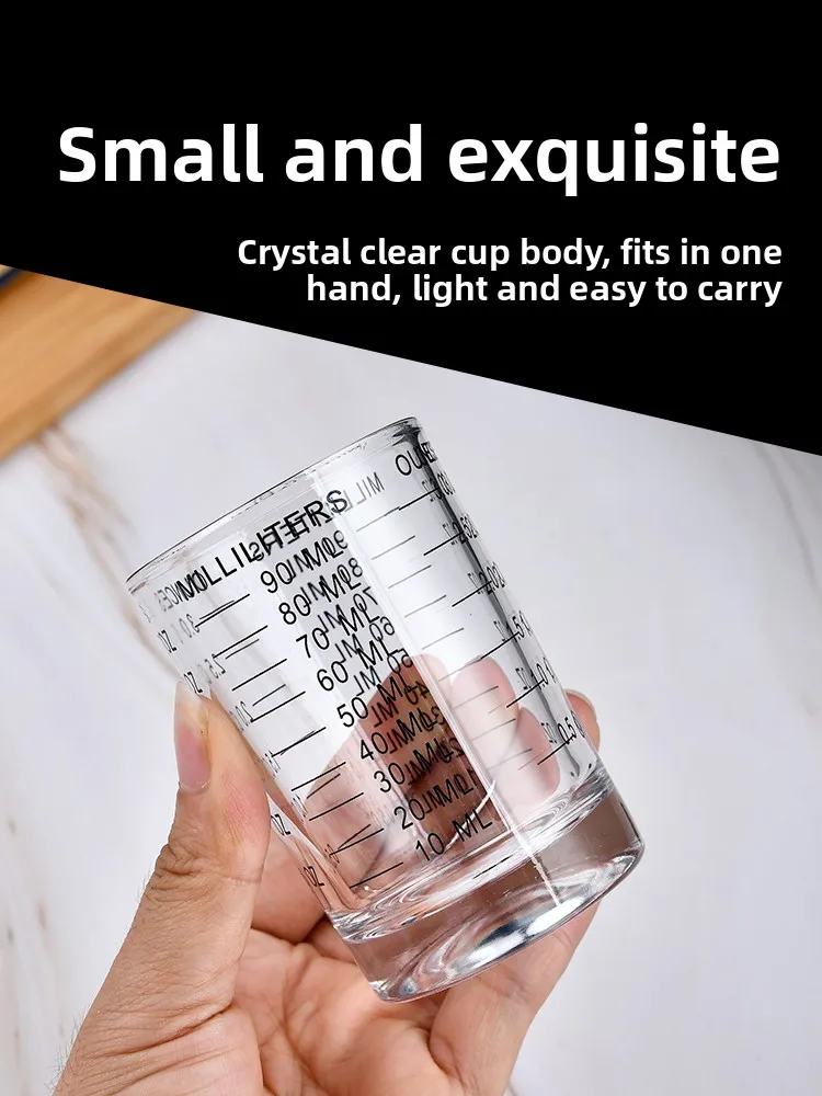 كوب زجاجي مزدوج الرأس لمقاهي القهوة ومحلات الشاي بالحليب، كوب قياس للإسبريسو الإيطالي مع مقياس