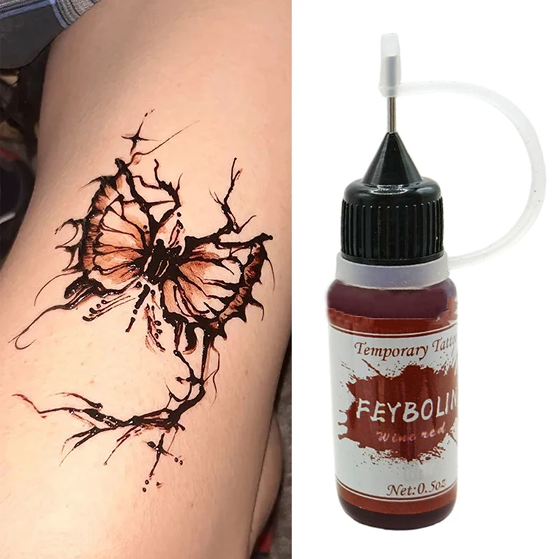Temporary Tattoo Indian Henna Tattoo Ink Body Art Paint Semi-Permanent Makeup Pigment No Pain Eyebrow Eyeliner Beauty Supply