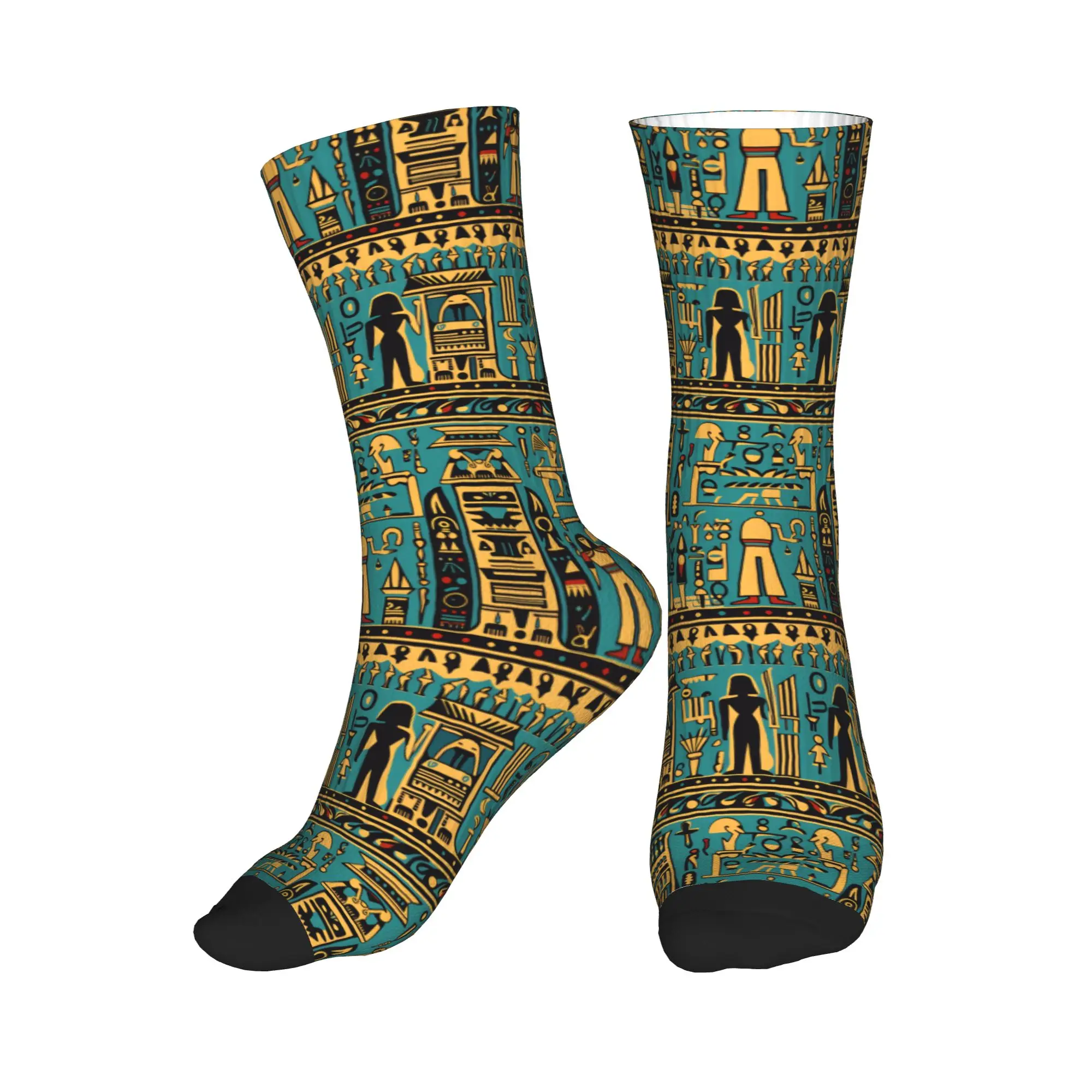 

Fashion Printed Vintage Egyptian Gods and Hieroglyphs Pattern Socks for Men Women Stretchy Summer Autumn Winter Crew Socks