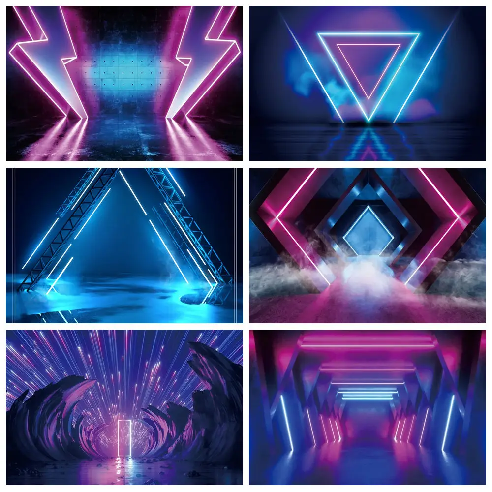 

Let's Glow Party Neon Laser Lights Backdrop Stage Party Disco Dancing Photography Backgrounds Birthday Party Photo Studio Props