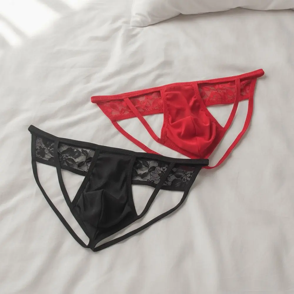 Soft Comfortable Low Waist Men Mesh Thongs Thin Strap Underpants Men's Transparent Panties Open Crotch T-back Male Briefs Sports