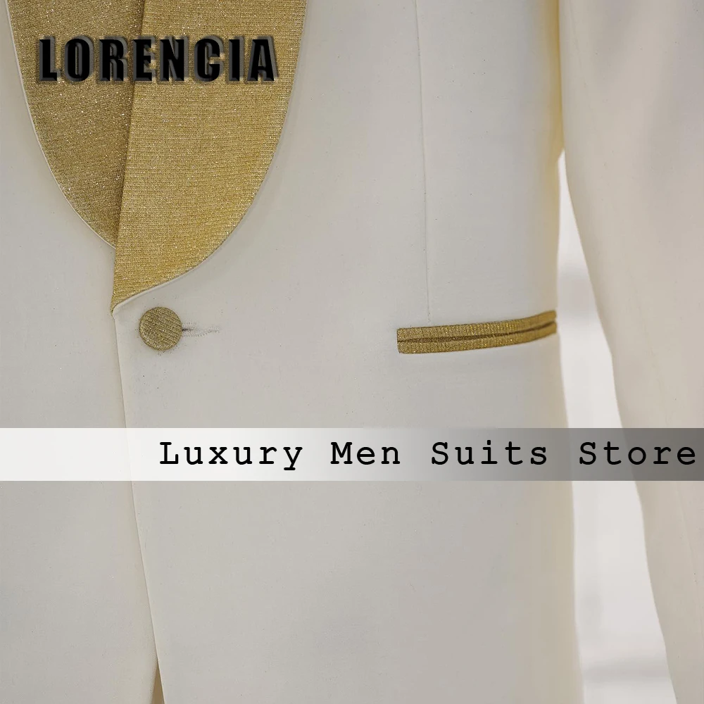 Elegant Suit for Men 2 Pieces Sparkly Shawl Collar Tuxedos Wedding Groom Men Clothing Customized Blazer Pants zomerset heren