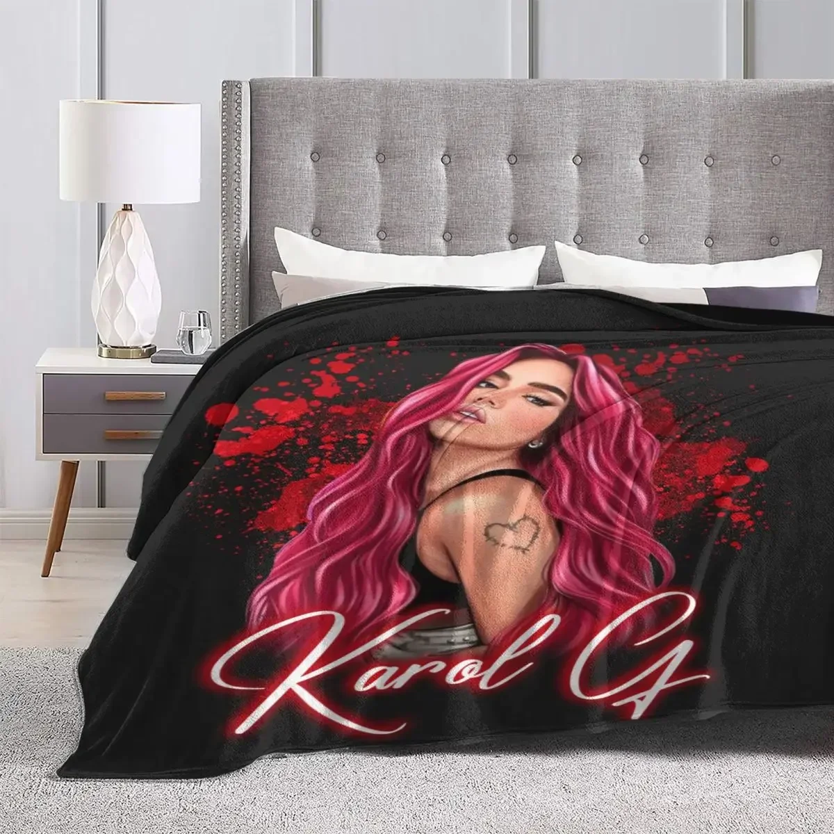 Karol G Christmas Gift Flannel Blanket Pop Music Singer Super Soft Throw Blanket for Chair Travel Cute Bedspread Sofa Bed Cover