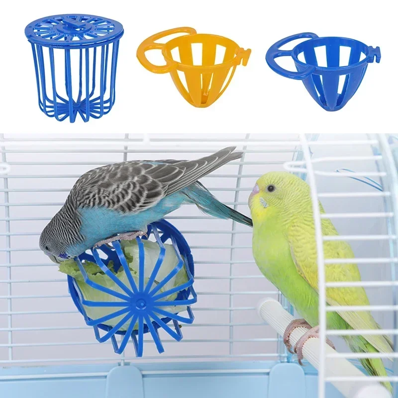 1pcs Bird Parrot Feeder Cage Fruit Vegetable Holder Cage Accessories Hanging Basket Container Toys Pet  Budgie Cage Supplies