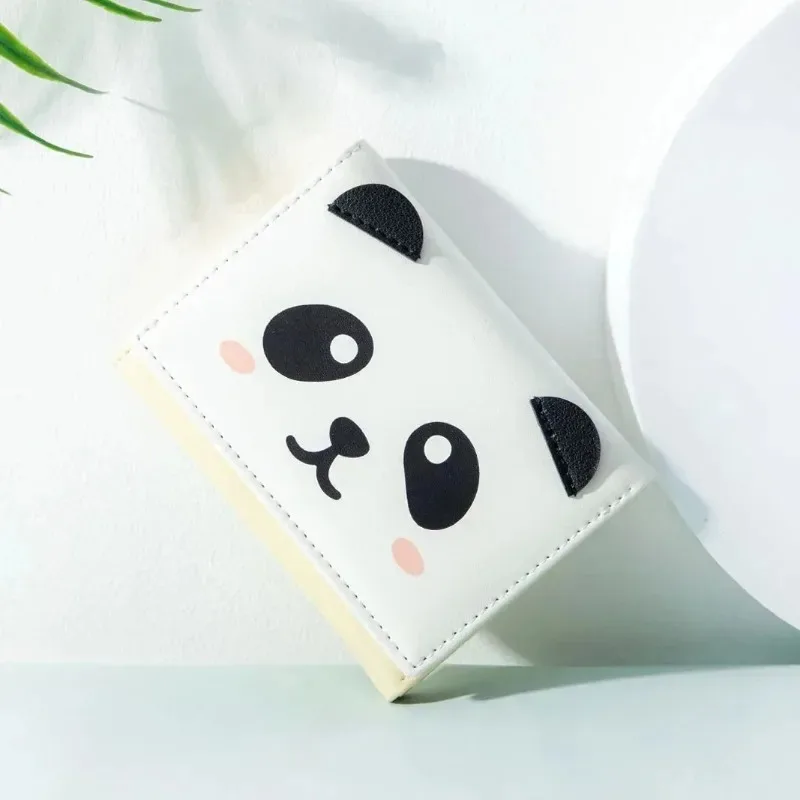 Cute Panda Small Money Clip Pocket Wallets for Students Mini Coin Purse Ultra-thin Small Buckle Card Bag