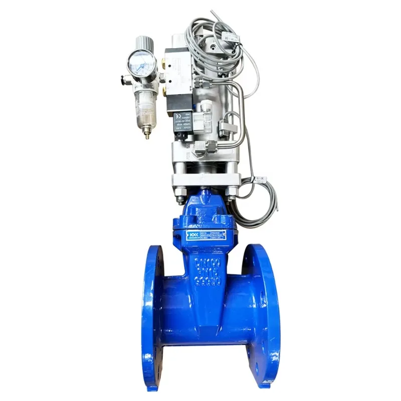Katup Gerbang Dudukan Resilien Bersegel Lunak Aktuator Pneumatik Paduan Aluminium DIN3352 DIN3202 Tenaga Manual