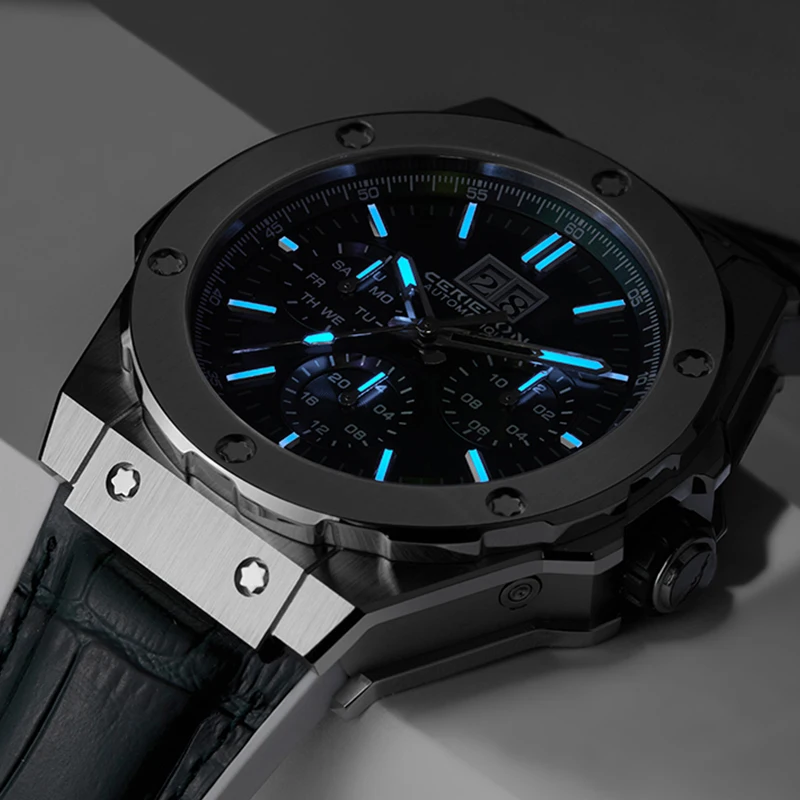 CERIEPON Blue Planet Series Hollowed-out Sapphire Crystal Mechanical Watch Waterproof Men's Luminous Watch Fashion Men's Gift