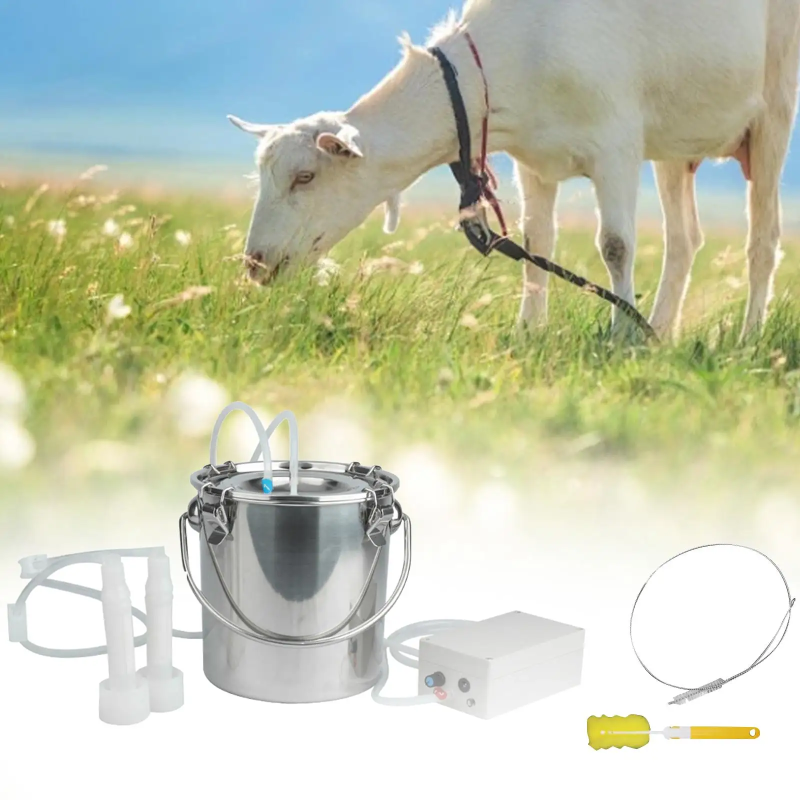 

5 Liters Sheep Goat Milking Machine EU 220V Adapter Multipurpose Vacuum Pump