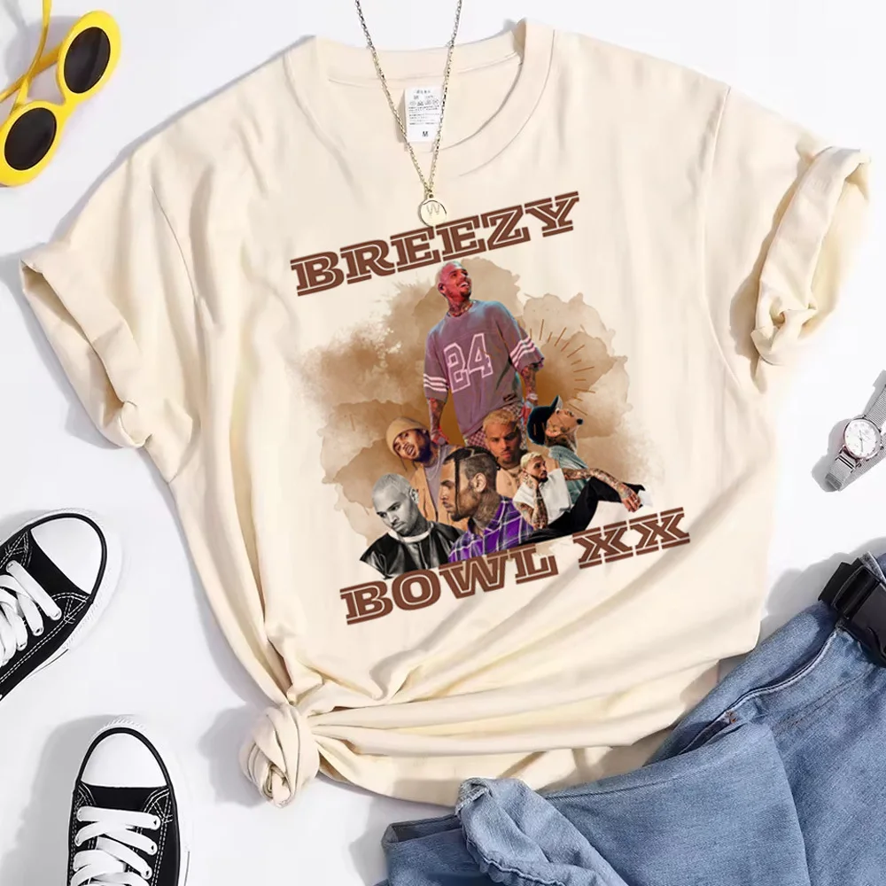 Chris Brown t-shirt girl Vintage 2000s Y2k Colorful Digital Graphic top tees kawaii Vintage Pastel Trendy Y2k korean clothes